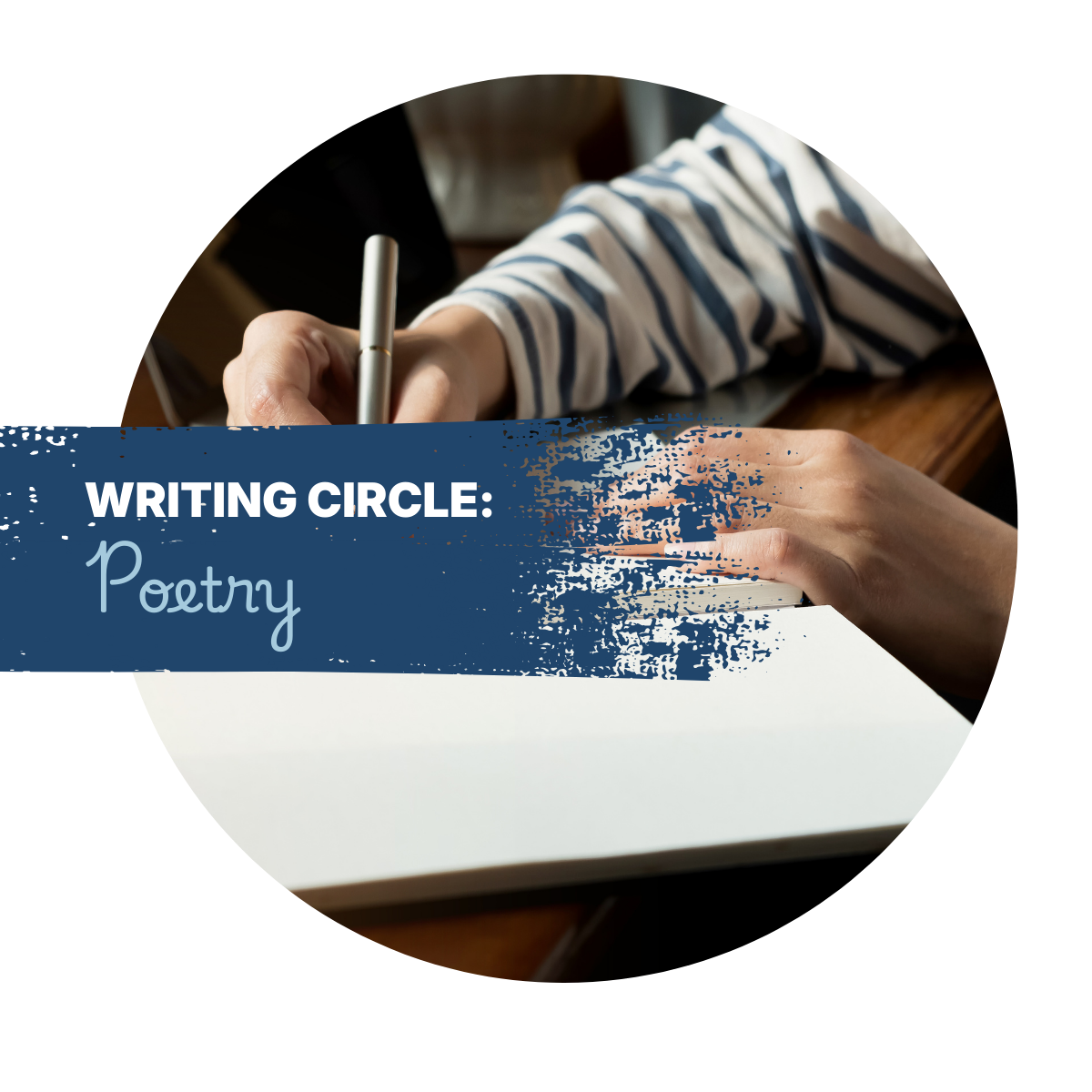 Image of a person writing in a notebook with the title poetry