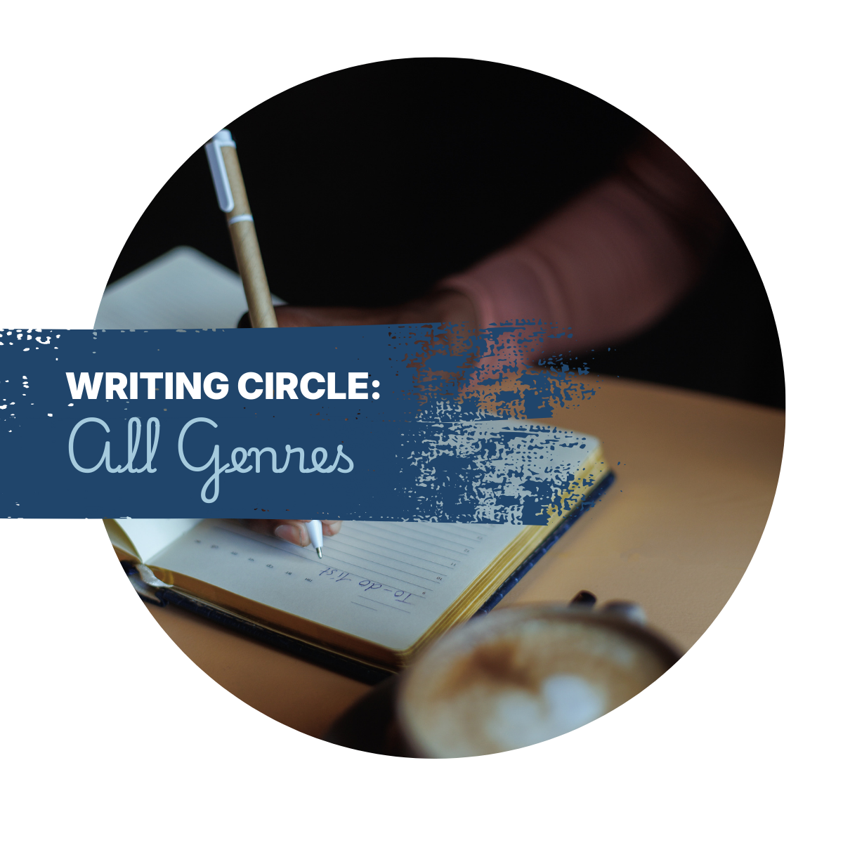 Image of a person writing in a notebook with the title all genres